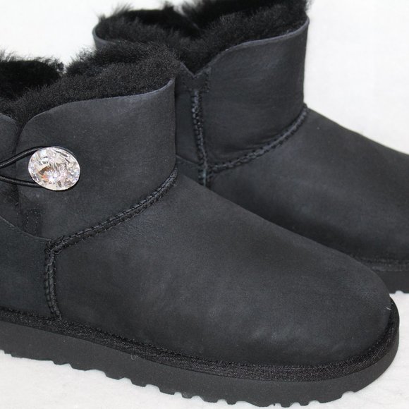 UGG BAILEY CRYSTAL MINI SUEDE SHEARLING BOOTS - Picture 3 of 8